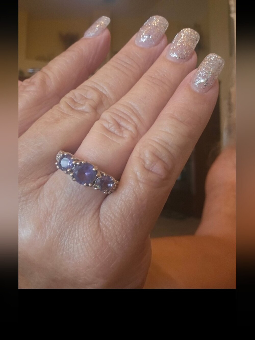 Ring round  cut white topaz with Light Purple stones NWT (6)costume jewelry box